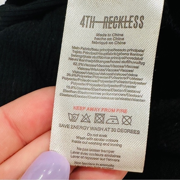 NWT 4th & Reckless Black Ribbed V-neck Back Bralette Crop Top Bra - Picture 6 of 6